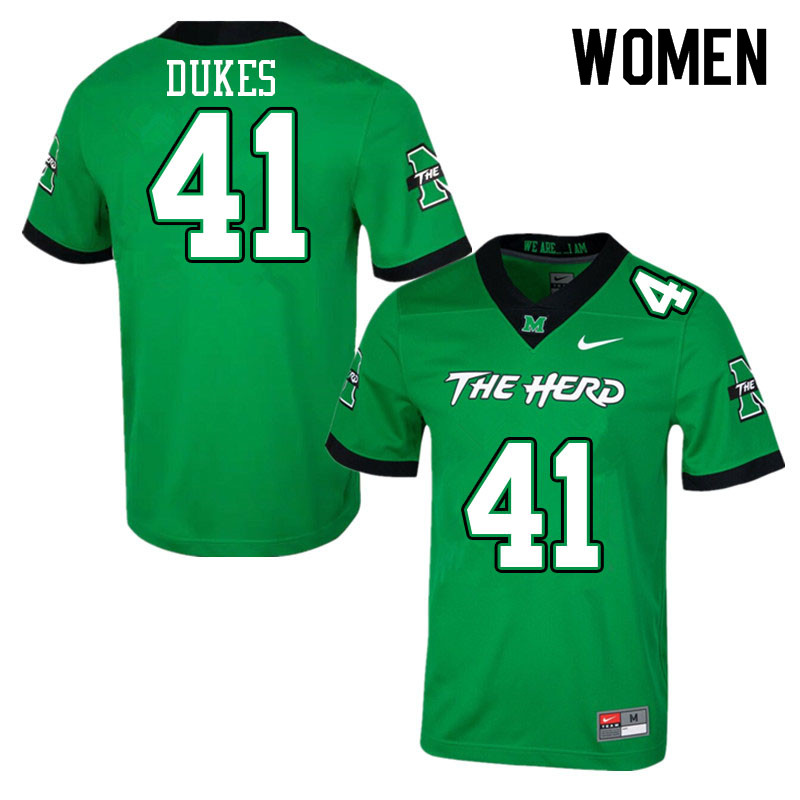Women #41 J.T. Dukes Marshall Thundering Herd College Football Jerseys Sale-Green